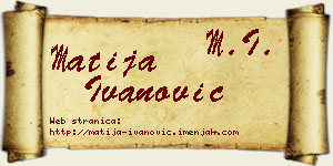 Matija Ivanović vizit kartica